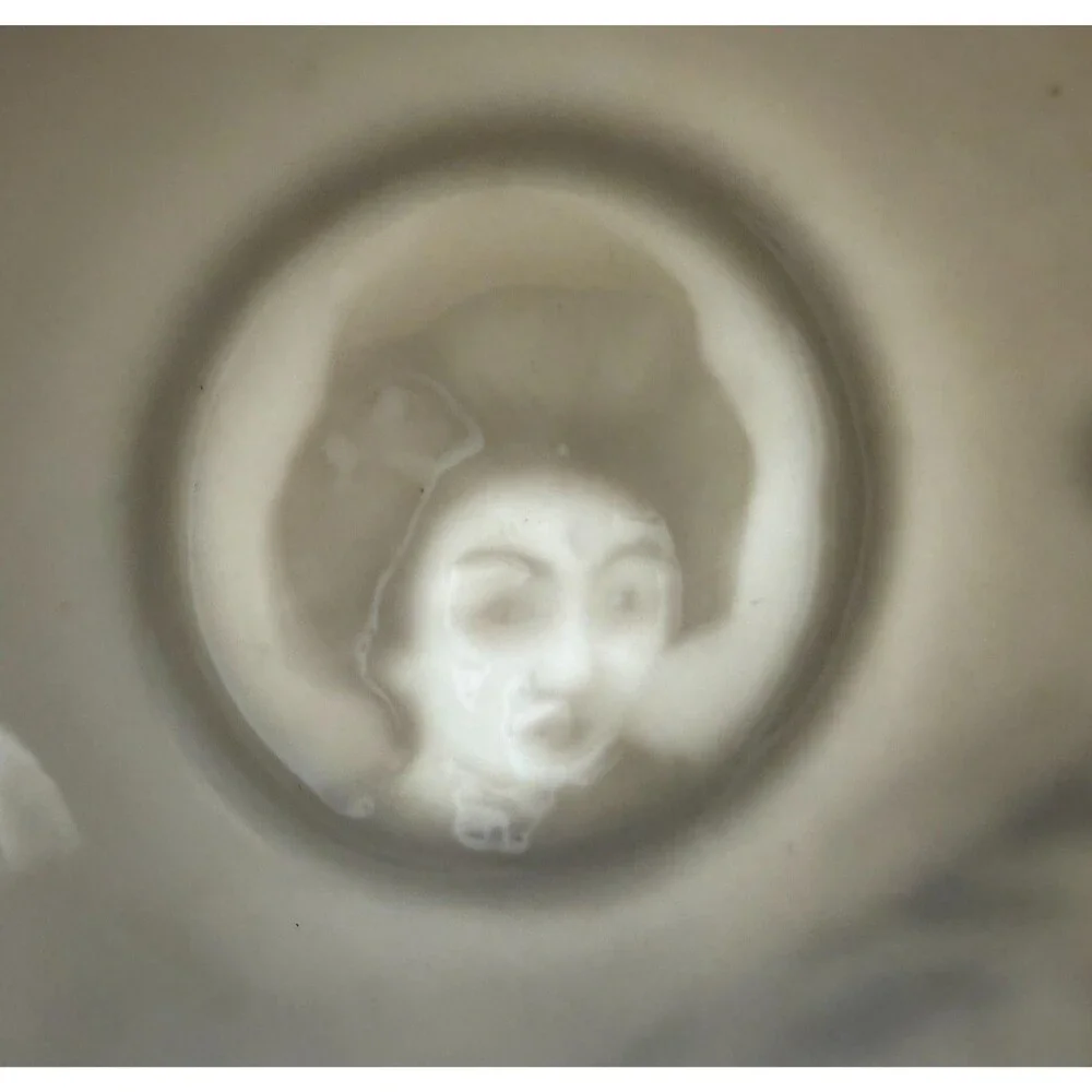 Kutani Lithophane Cup and Saucer Set,Silver Gilt Geisha Girl